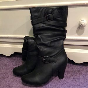 Black heeled boots